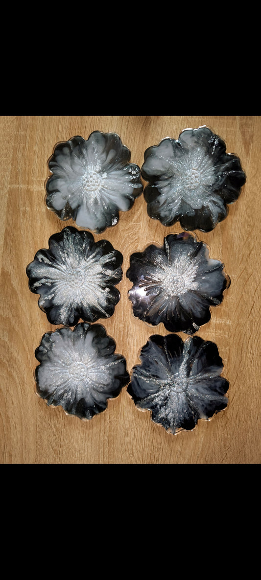 Plateau fleur et ses dessous de verres